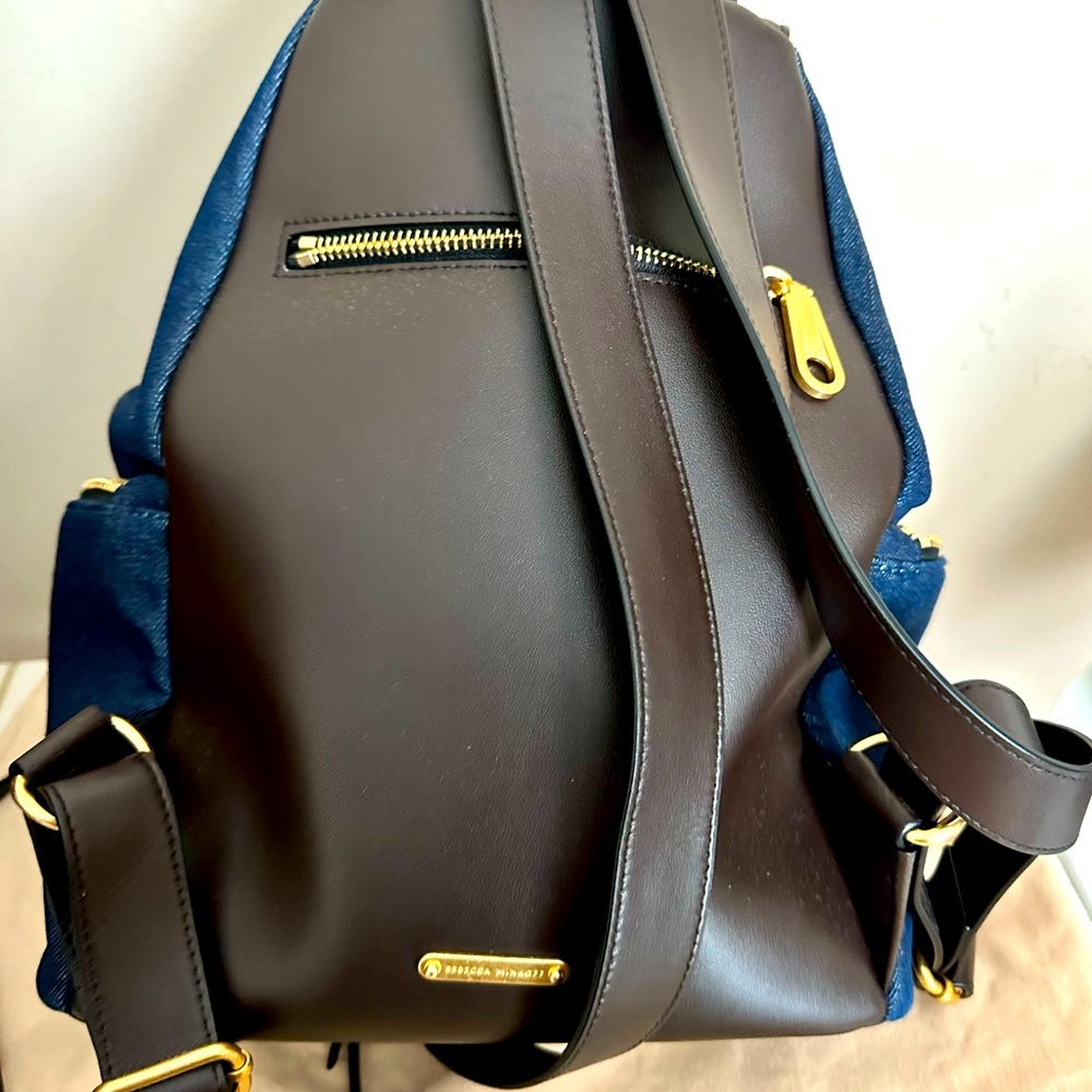 Rebecca Minkoff Navy Backpack with Gold Hardware - Picture 3 of 5